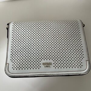 Guess White Perforated Shoulder Bag